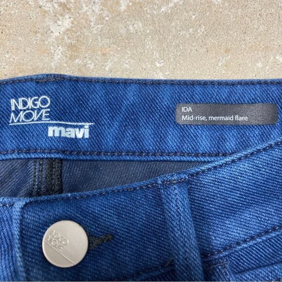 Mavi Indigo Move Ida Mid Rise Mermaid Flare Blue Jeans Stretch Size 28 X 34” - Picture 3 of 11